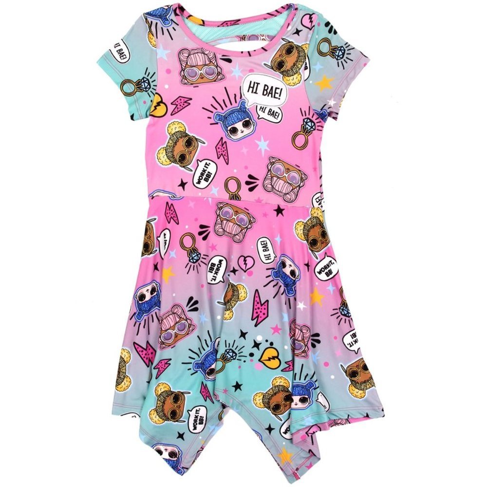 LOL Surprise Girls Dress Size Girls 10/12 Shark Style Bottom Ombre Pink to Aqua
